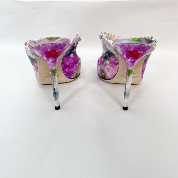 Jimmy Choo Satin Floral Bing Crystal Heels - Picture 8 of 9